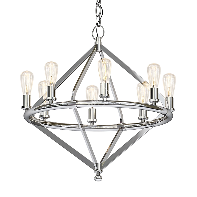 Archer Nickel Chandelier: Elegant Lighting 3D model image 1