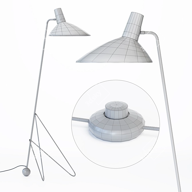 Modern Tripod Floor Lamp 3D model image 3