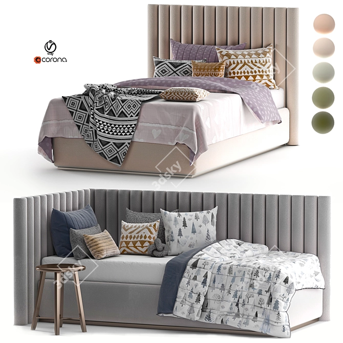 Cozy Sleep Set: Bed Day 35 3D model image 1