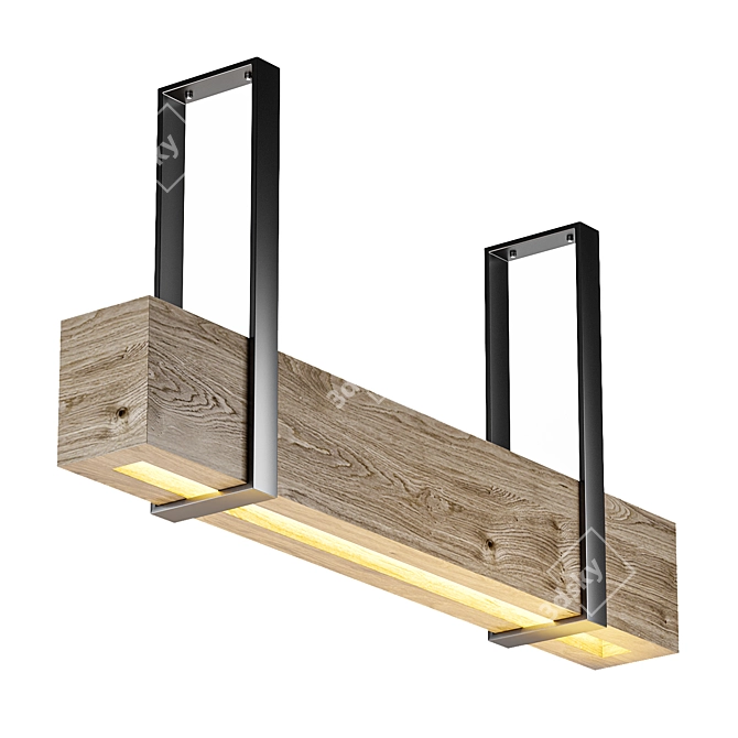 Rustic Wood Beam Lighting 3D model image 1