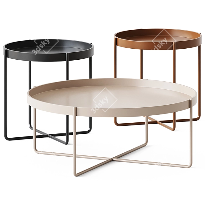 Gaultier Round Coffee Tables - Sleek and Stylish 3D model image 1