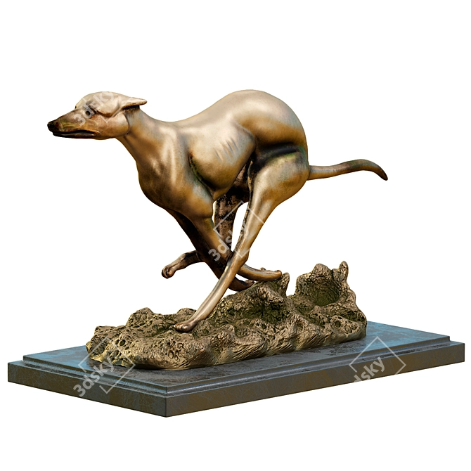 Elegant Art Deco Greyhound Whippet Statue 3D model image 2