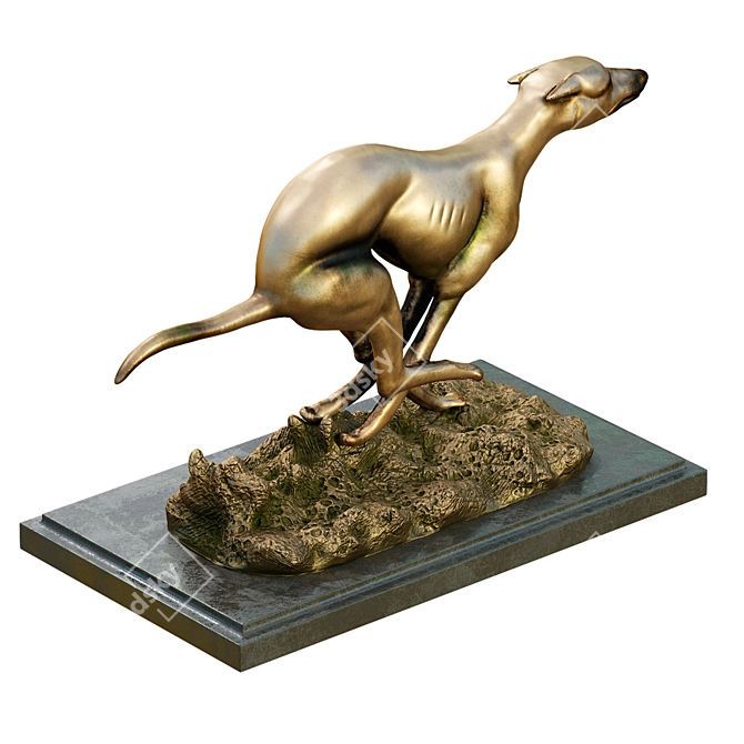 Elegant Art Deco Greyhound Whippet Statue 3D model image 3
