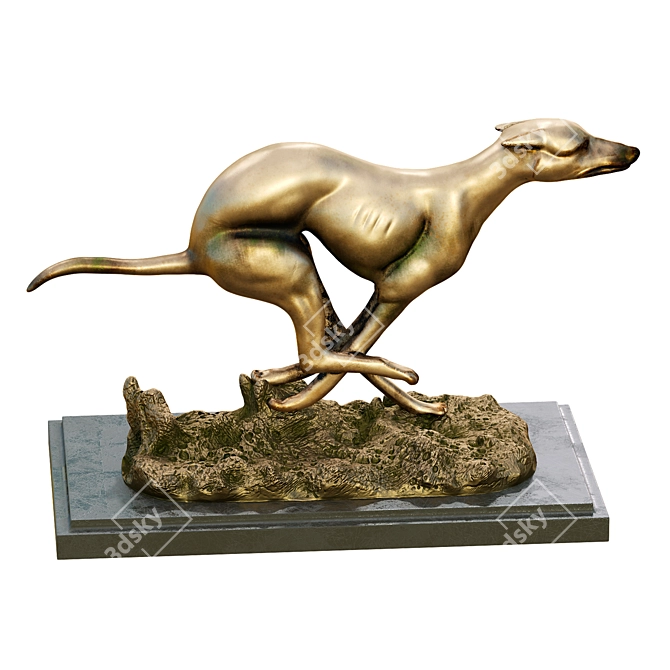 Elegant Art Deco Greyhound Whippet Statue 3D model image 6