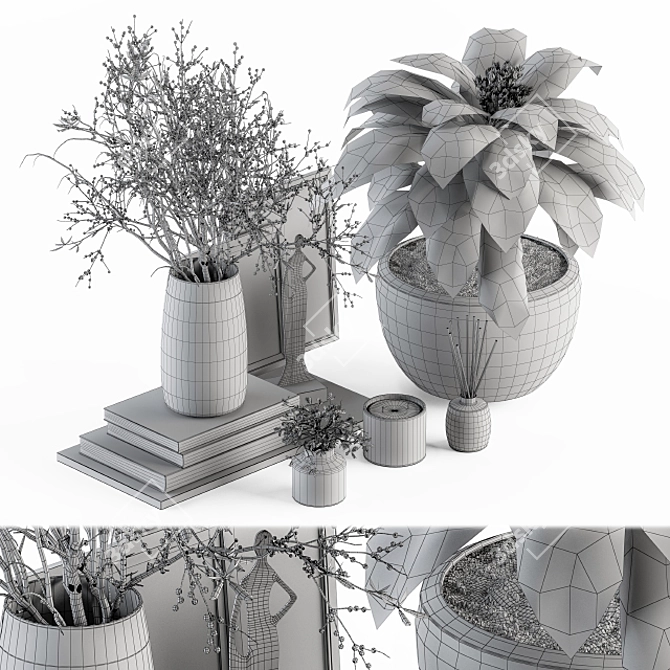 Elegance in Bloom: Decorative Bouquet Set 3D model image 3