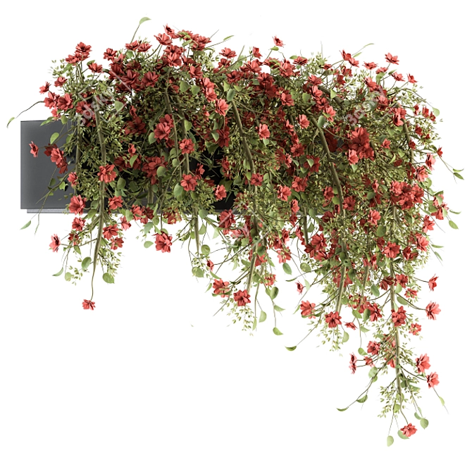 Cascade Blooms Hanging Plant Set 3D model image 2