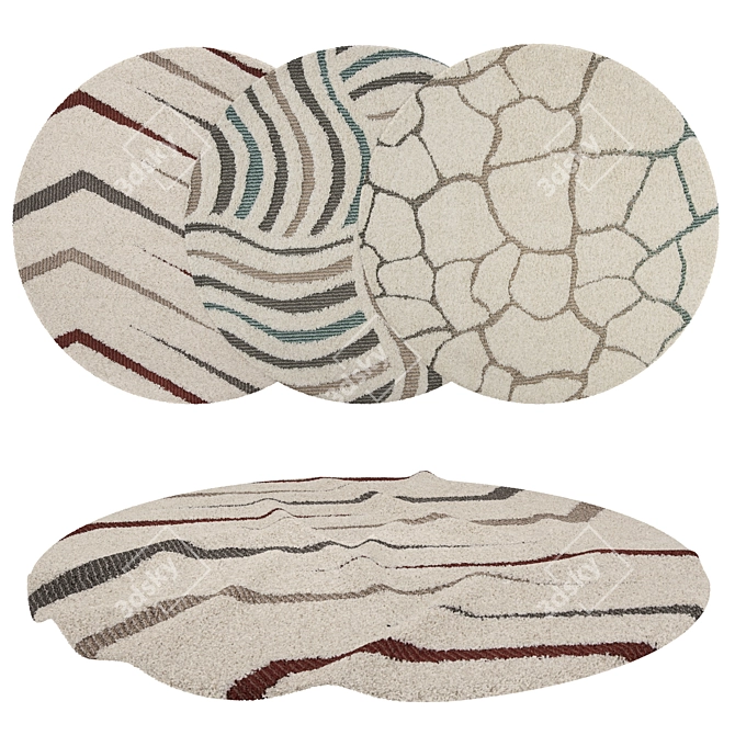 Round Rugs Set: 6 Variants 3D model image 1