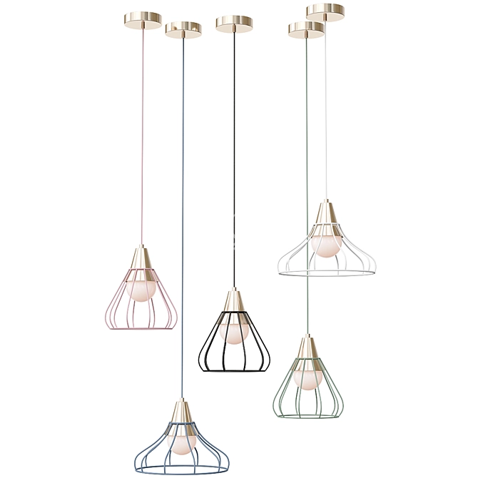 Sleek Grid4 Pendant Lighting 3D model image 2