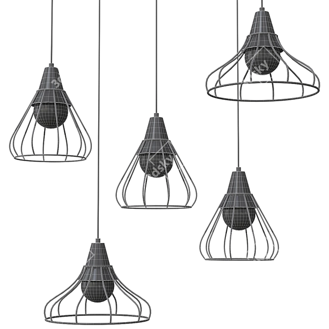 Sleek Grid4 Pendant Lighting 3D model image 3