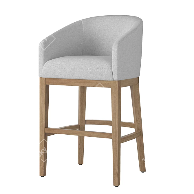 Elegant RH Morgan Barrelback Barstool 3D model image 1