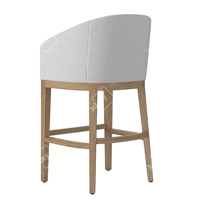 Elegant RH Morgan Barrelback Barstool 3D model image 3