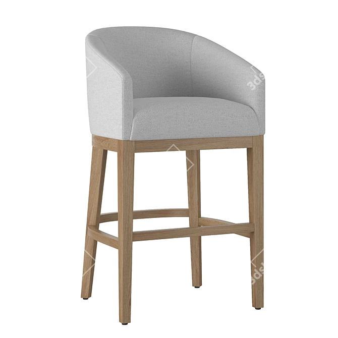 Elegant RH Morgan Barrelback Barstool 3D model image 5