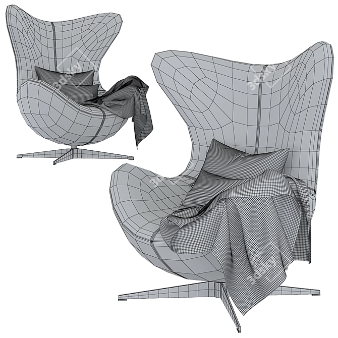 Title: Modern Jacobsen Egg Chair 3D model image 3