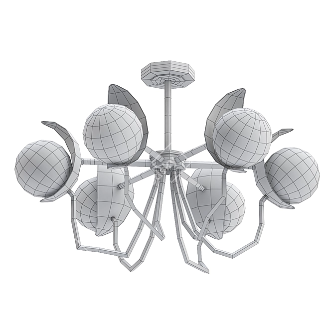 Industrial Black Loft Chandelier 3D model image 2