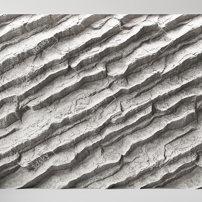 Seamless PBR Rock Cliff Wall 3D model image 1