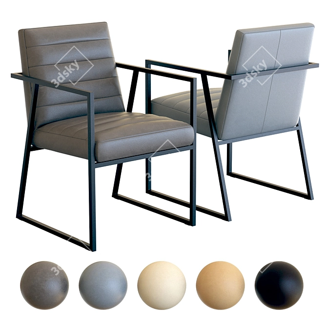 Elegant Crate & Barrel Channel Armchair 3D model image 2