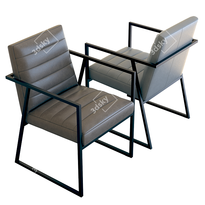 Elegant Crate & Barrel Channel Armchair 3D model image 4