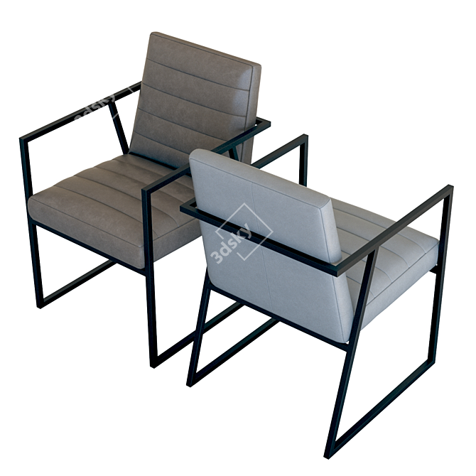 Elegant Crate & Barrel Channel Armchair 3D model image 7