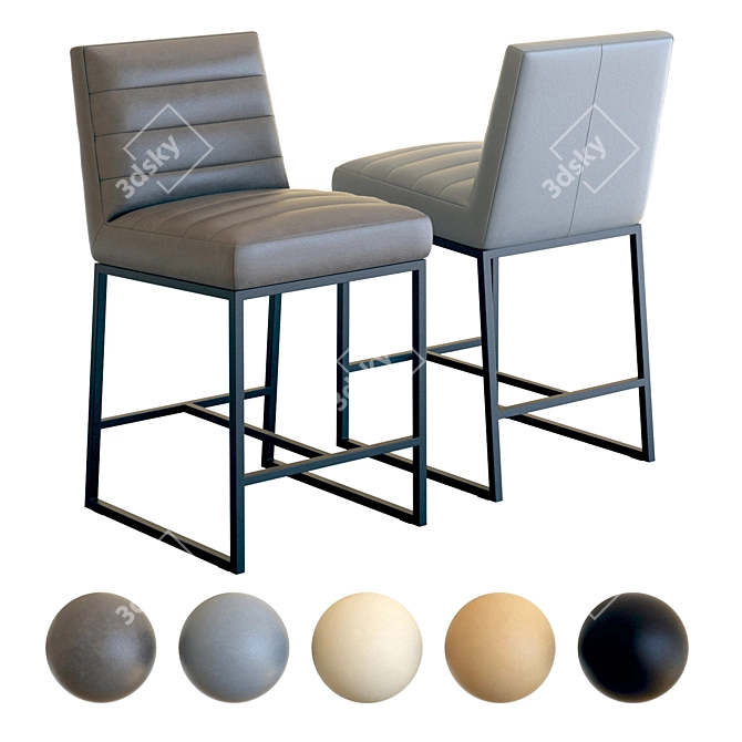 Sleek Leather Counter Stool: Crate & Barrel Channel 3D model image 2