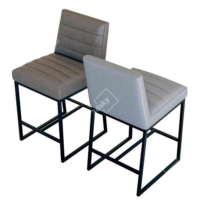 Sleek Leather Counter Stool: Crate & Barrel Channel 3D model image 7