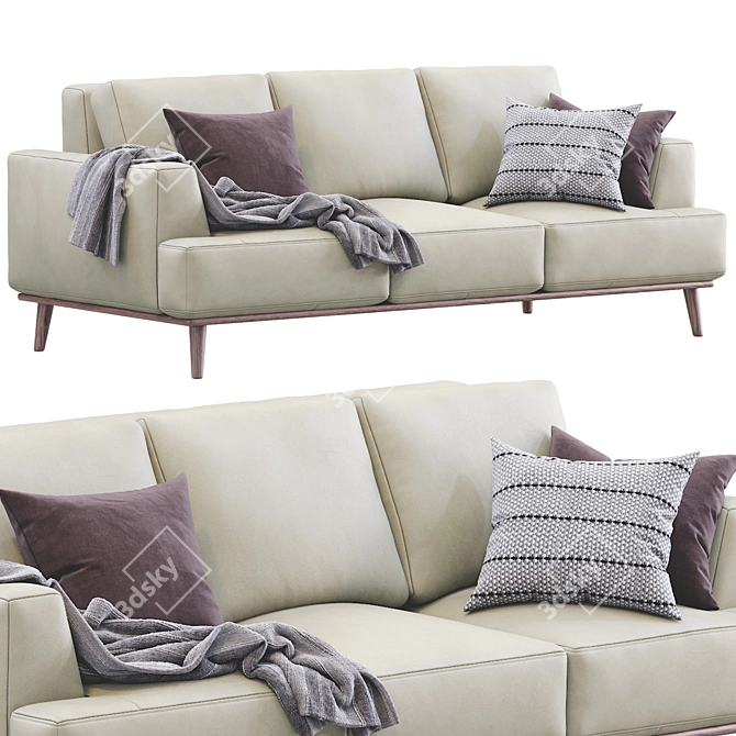 Contemporary Leather Sofa 3D model image 1