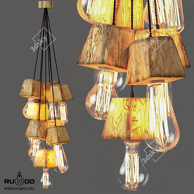 Querk_08 Oak Pendant Light 3D model image 1