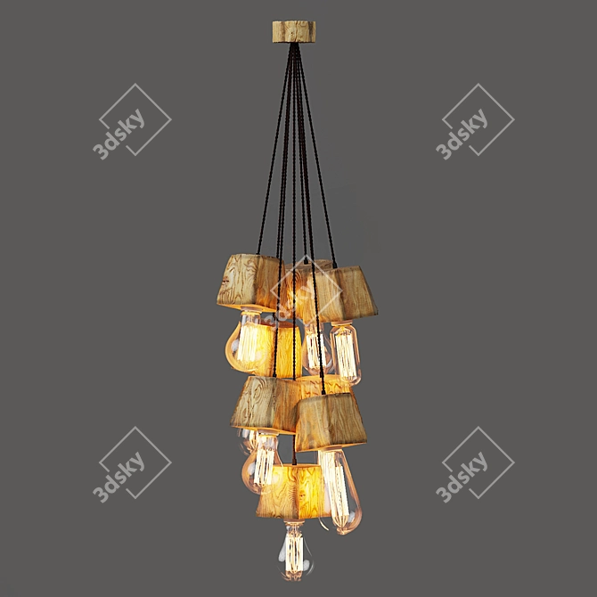 Querk_08 Oak Pendant Light 3D model image 2