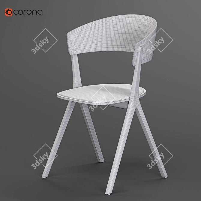 Sleek Circus Wood Chair 3D model image 4