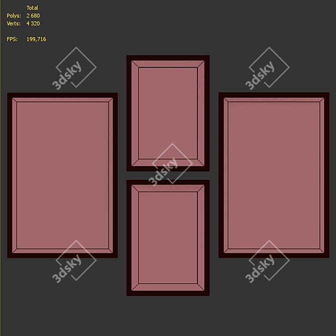 Modern Minimalist Picture Frame Set 3D model image 7