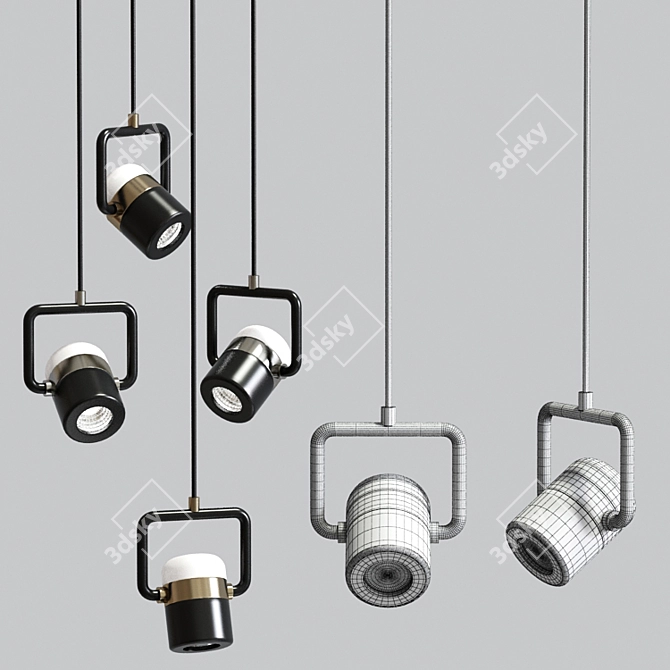 Sleek Linear Pendant Lights 3D model image 2