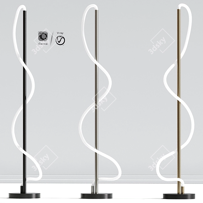 Gold Spiral LED Floor Lamp 3D model image 1