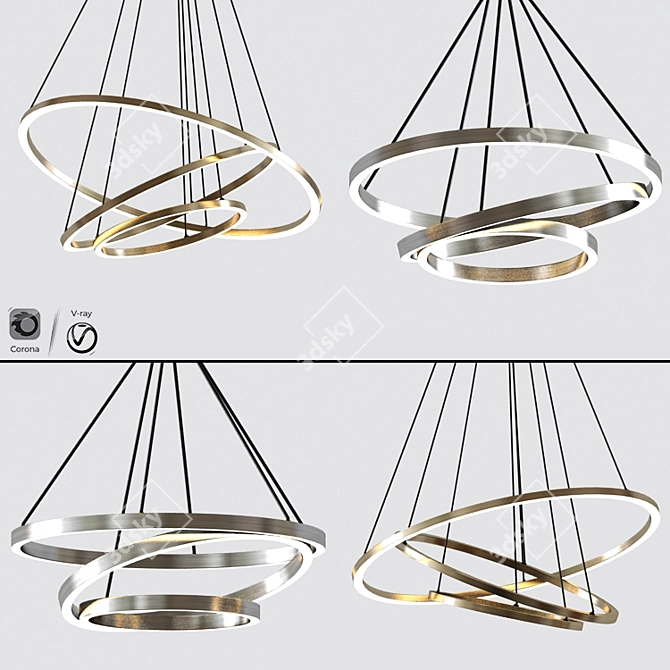 Sleek Ring Pendant Lights 3D model image 1