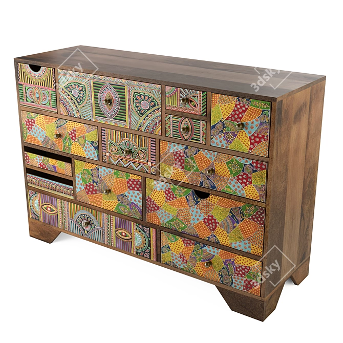 Paradise Oak Sideboard: Stylish Storage Solution 3D model image 3