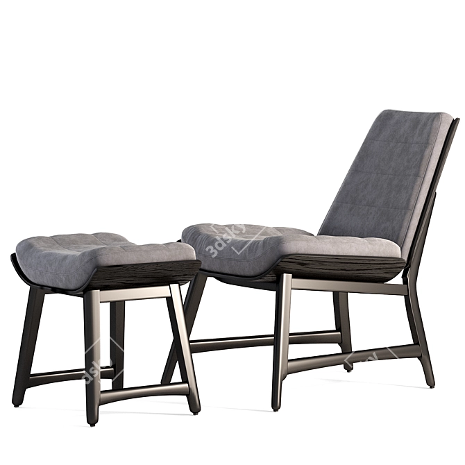 Vintage Weathered Oak Chair: Dark Grey Elegance 3D model image 3