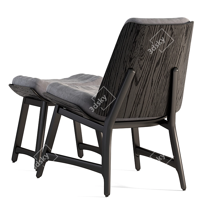 Vintage Weathered Oak Chair: Dark Grey Elegance 3D model image 4
