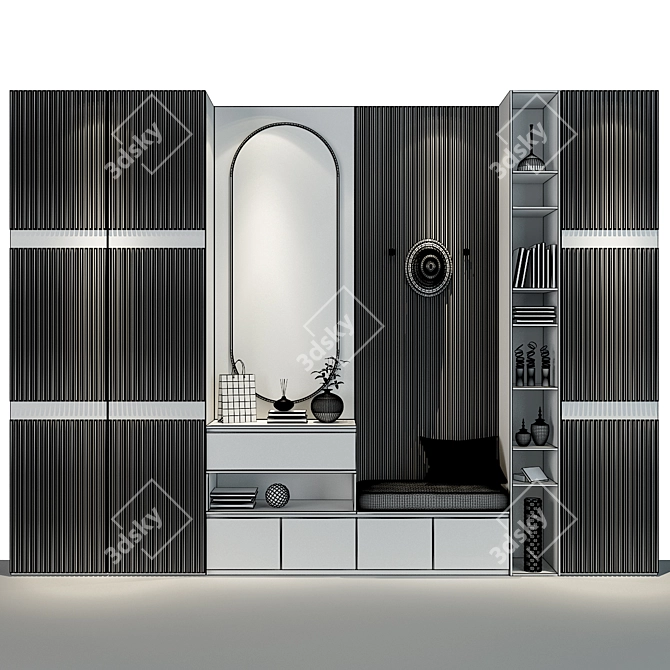 Modern Wood Cabinet 0372 3D model image 2