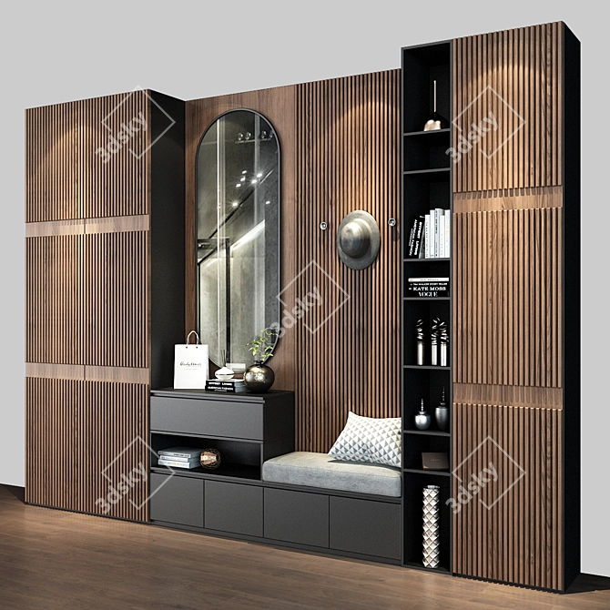 Modern Wood Cabinet 0372 3D model image 3