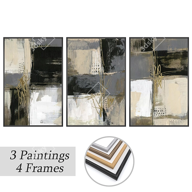 Elegant Wall Art Set No. 3549 3D model image 1