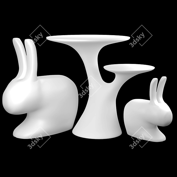 Qeeboo Rabbit Tree: Modern Table and Chair Set 3D model image 2