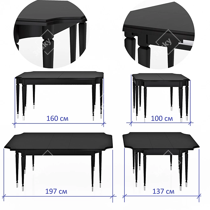 Drezden Extendable Dining Table - Elegant Gothic Design 3D model image 3