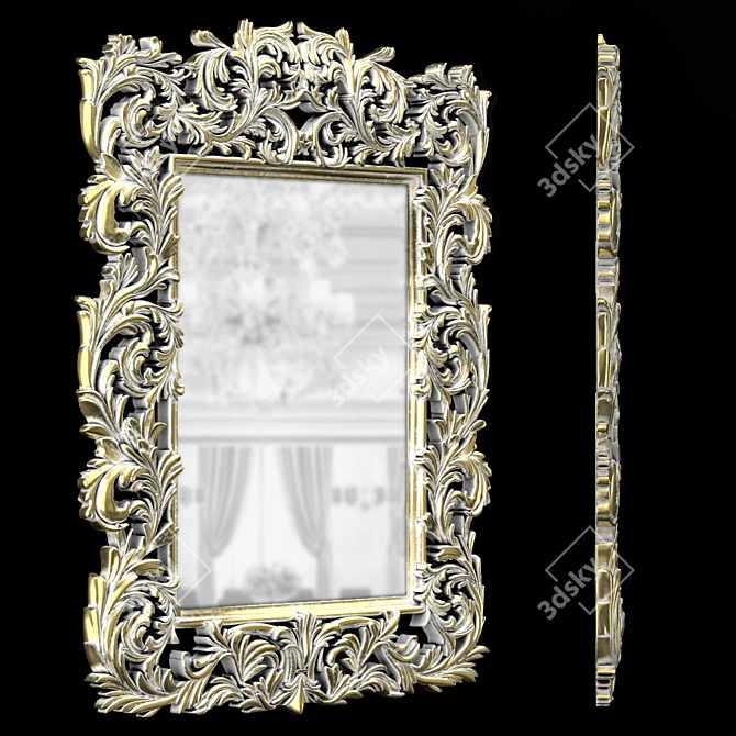 Elegant Vintage Framed Mirror 3D model image 2