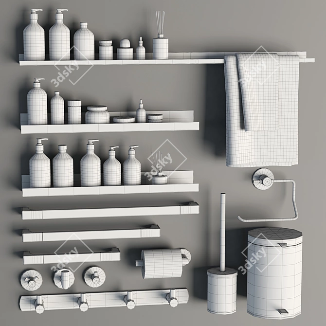 Bathroom Décor Set: Modern Accessories 3D model image 1