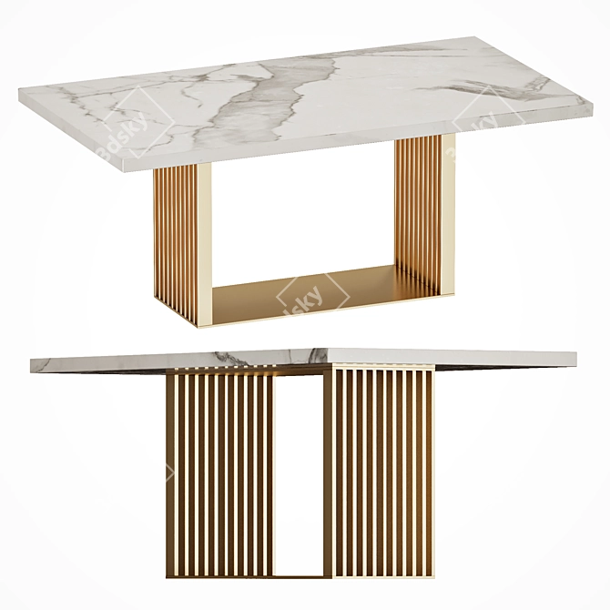 Elegant Marble Top Dining Table 3D model image 1