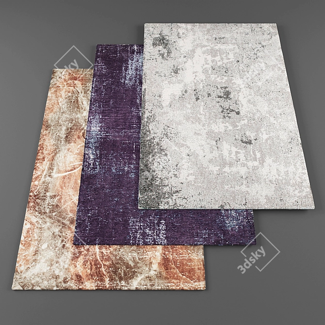 Random Set of 4 Carpets with Textures 3D model image 1