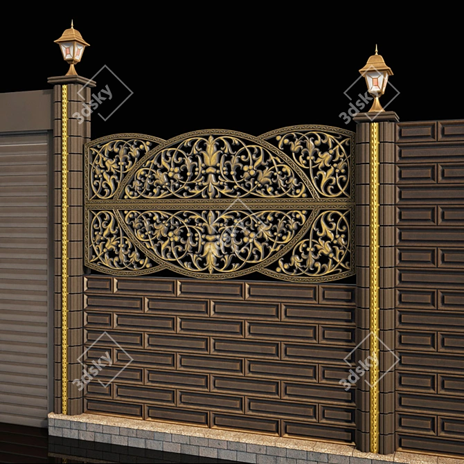 Elegant Concrete Fence 3D model image 3