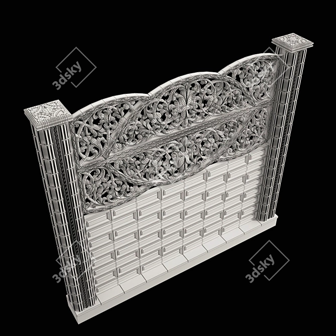 Elegant Concrete Fence 3D model image 5