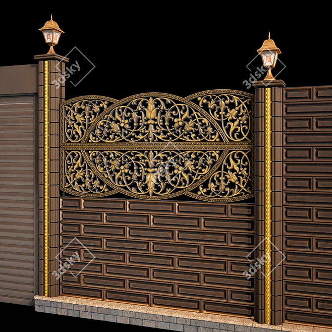 Elegant Concrete Fence 3D model image 7