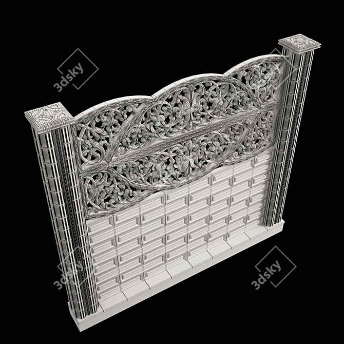 Elegant Concrete Fence 3D model image 10