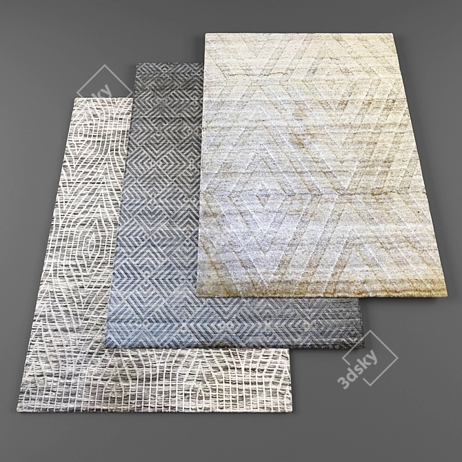 Modern Rugs Collection: Set of 4 with Textures 3D model image 1