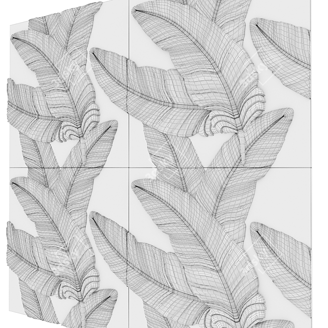 Feather 3D Wall Panels - Elegant Stone Décor 3D model image 3